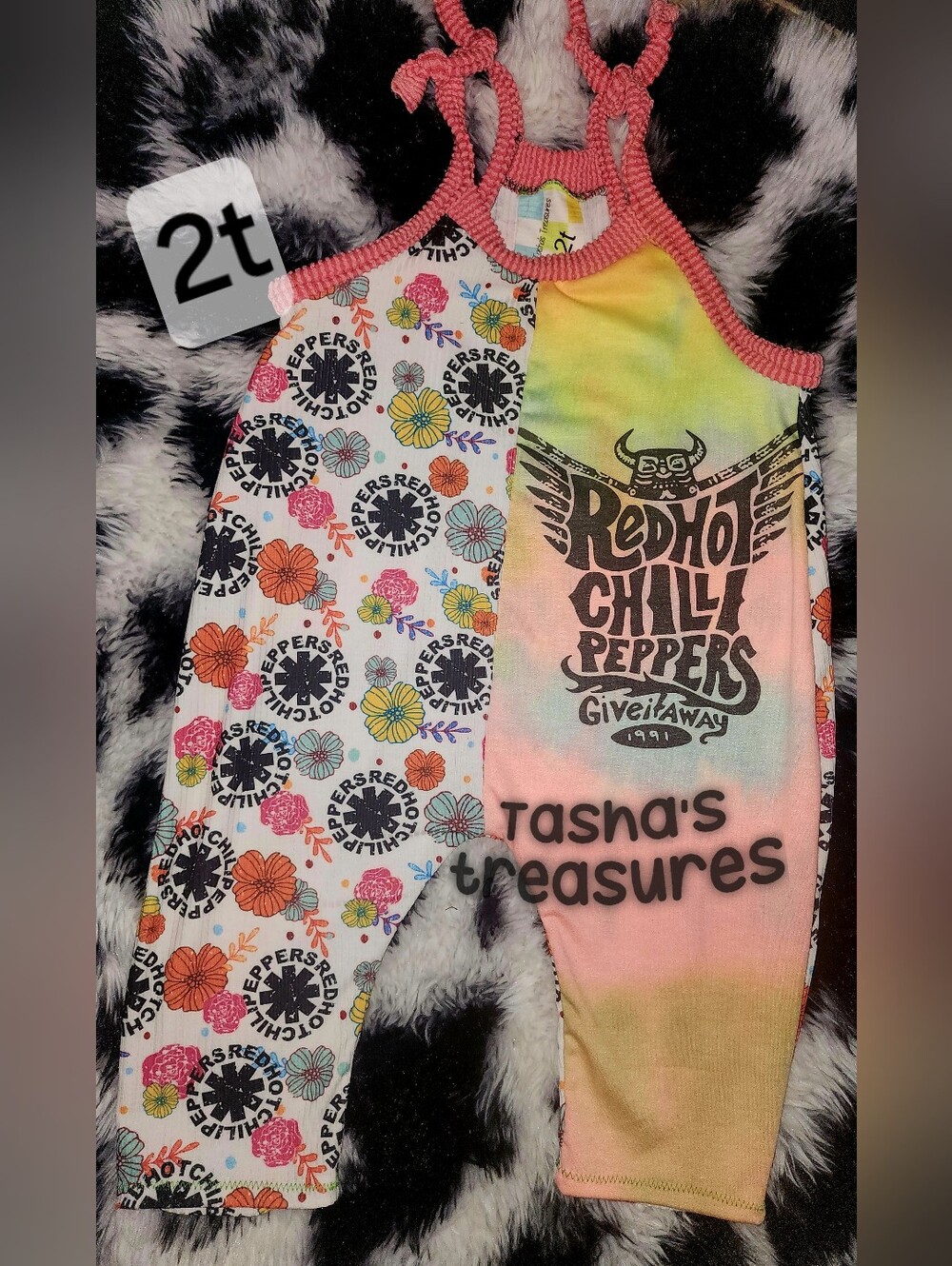 Red Hot Chilli Peppers Terran Romper Handmade Baby Pants Romper Tie dye